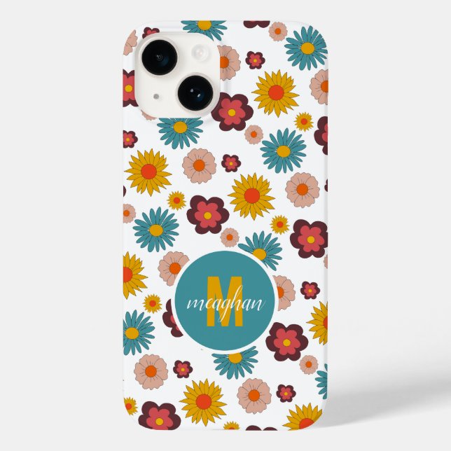Colorful Retro Floral Pattern Case-Mate iPhone Case (Back)