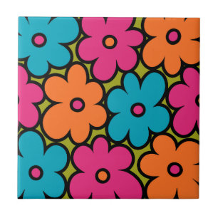 Colorful Retro Floral Pattern Ceramic Tile