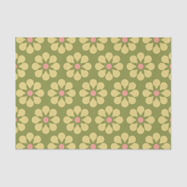 Colorful Retro Floral Pattern Tissue Paper (Front)