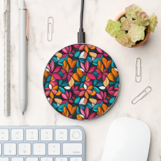Colorful Retro Floral Pattern Wireless Charger