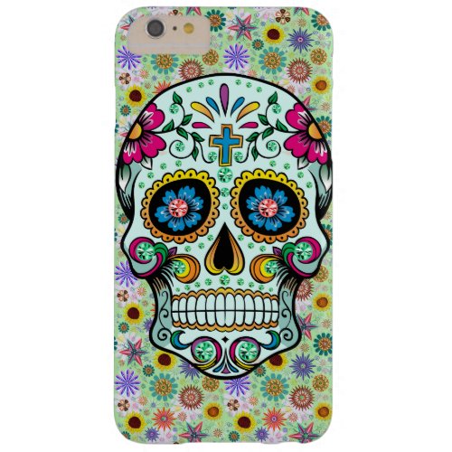 Colorful Retro Floral Sugar Skull Barely There iPhone 6 Plus Case
