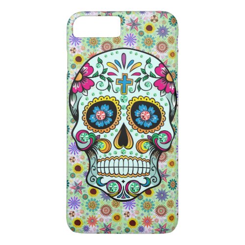 Colorful Retro Floral Sugar Skull iPhone 8 Plus7 Plus Case