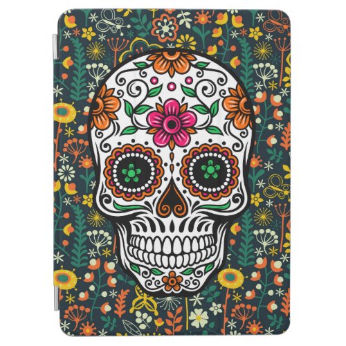 Colorful Retro Floral Sugar Skull iPad Air Cover
