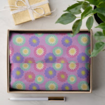 Colorful Retro Florals in Purples Pinks Greens