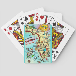 Colorful Retro Florida Map Playing Cards