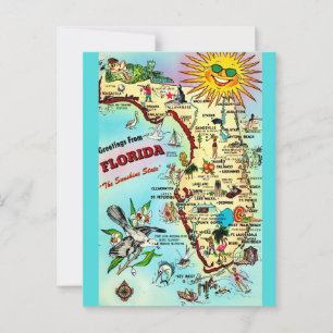 Colorful Retro Florida Postcard