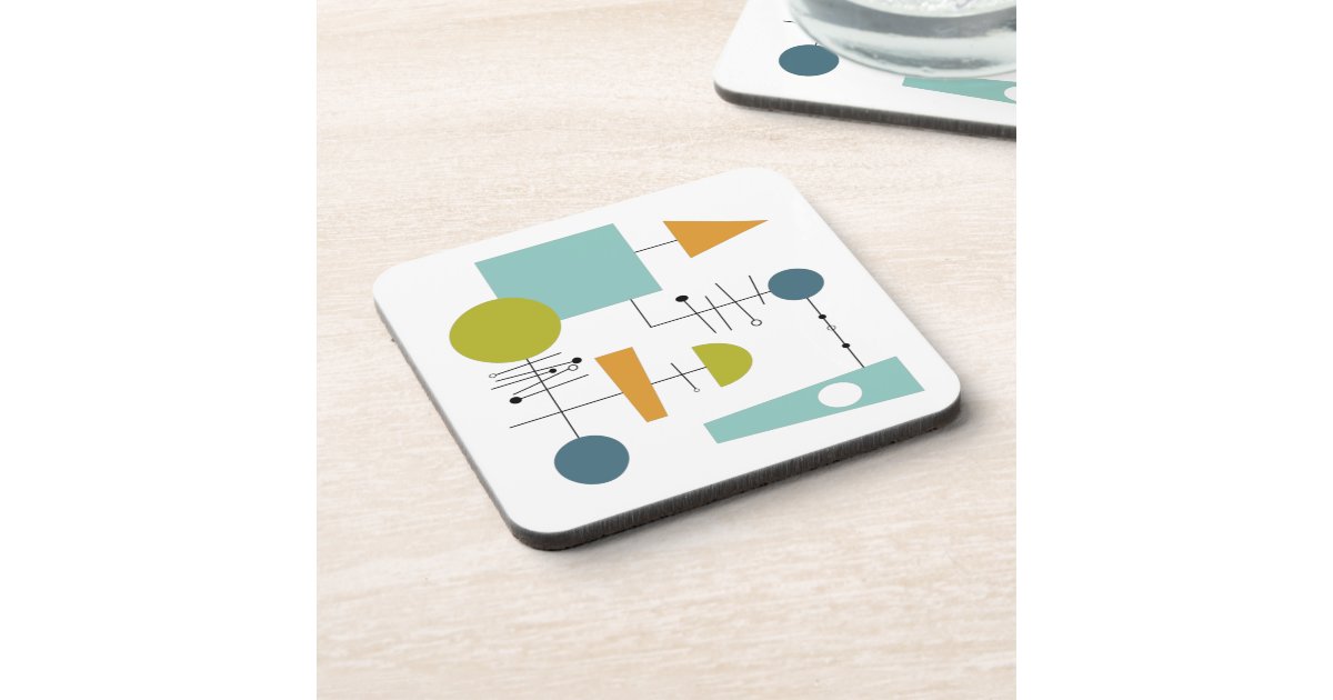Colorful Retro Flow Chart Mid Century Beverage Coaster | Zazzle