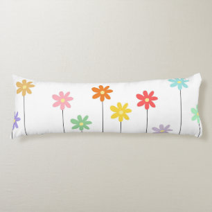 Colorful Retro Flower 70s Floral Modern Chic Body Pillow