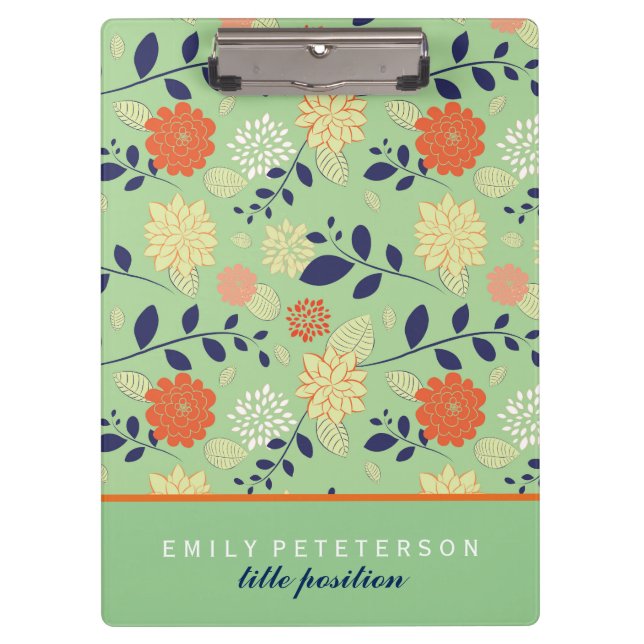Colorful Retro Flower Clipboard (Front)
