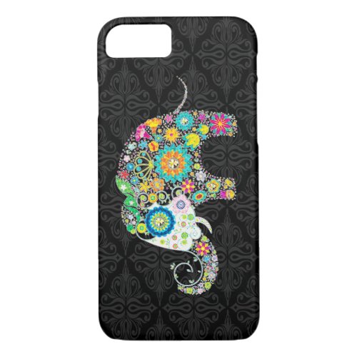 Colorful Retro Flower Elephant Design iPhone 87 Case