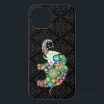 Colorful Retro Flower Elephant Design iPhone 12 Case<br><div class="desc">Retro flowers in the shape of an elephant. Decorated with images of diamond studs. Design is available on other products and can be requested on any product offered by Zazzle.</div>
