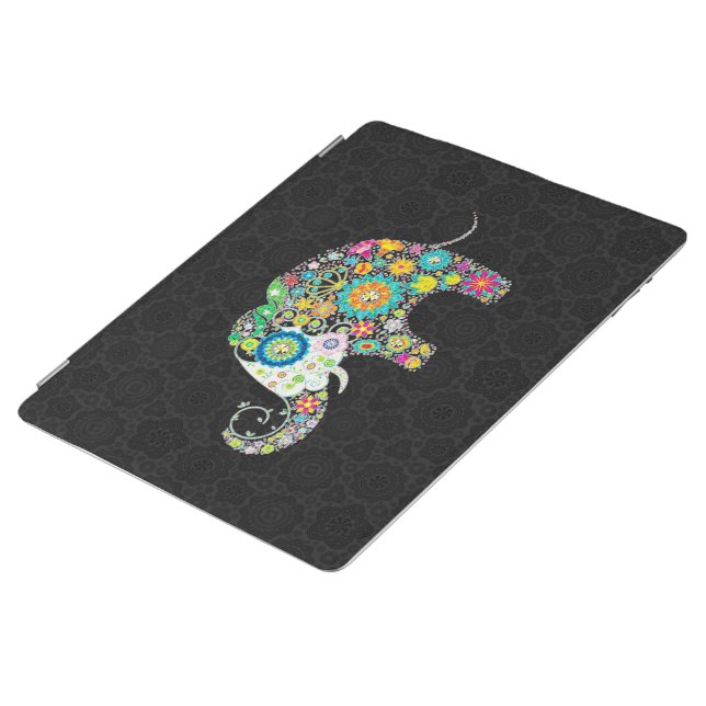 Colorful Retro Flower Elephant Design iPad Smart Cover (Side)