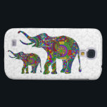 Colorful Retro Flower Elephant White Damasks Samsung S4 Case<br><div class="desc">Retro flowers in a shape of an elephant. White damasks background. Cool and fun design for elephant lovers. Design is available on other products and can be requested on any product offered by Zazzle.</div>