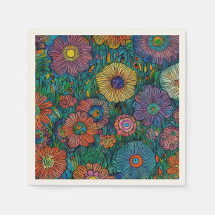 Colorful Retro Flower Garden Napkins