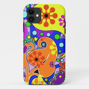 Colorful Retro Flower Paisley Psychedelic Iphone 11 Case by macdesigns2 at Zazzle