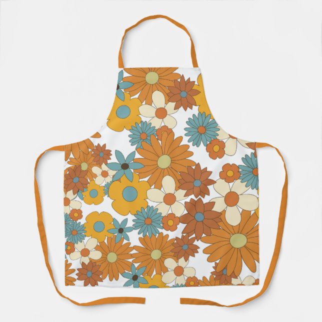 Colorful Retro Flower Pattern  Apron (Front)
