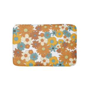 Colorful Retro Flower Pattern Bath Mat