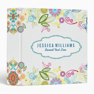 Colorful Retro Flower Pattern Binder