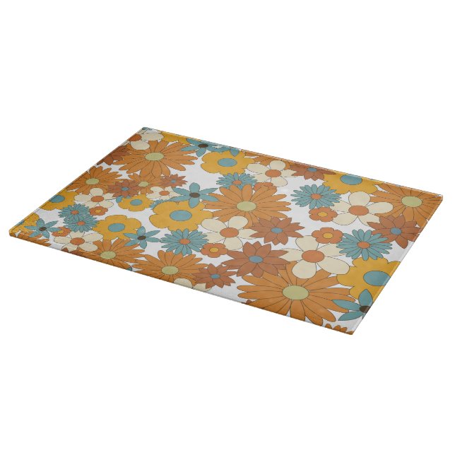 Colorful Retro Flower Pattern  Cutting Board (Corner)