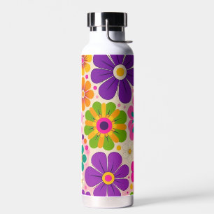 Colorful Retro Flower Pattern floral Water Bottle