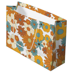 Colorful Retro Flower Pattern Large Gift Bag