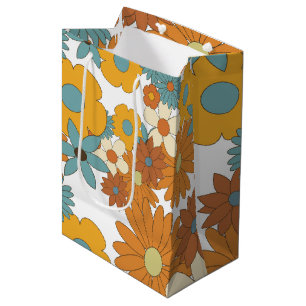 Colorful Retro Flower Pattern Medium Gift Bag