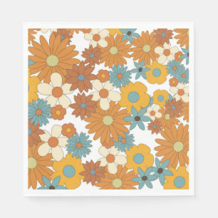 Colorful Retro Flower Pattern Napkins