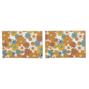 Colorful Retro Flower Pattern  Pillow Case