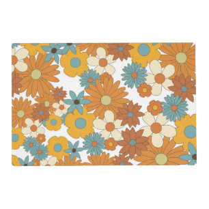 Colorful Retro Flower Pattern Placemat