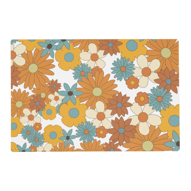 Colorful Retro Flower Pattern  Placemat (Front)