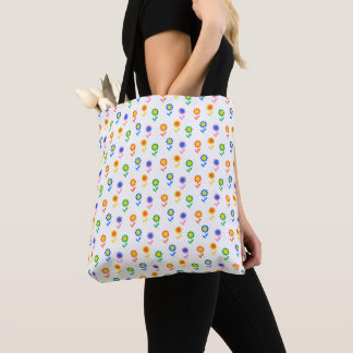 Colorful Retro Flower Pattern Pop Art Daisy Tote Bag
