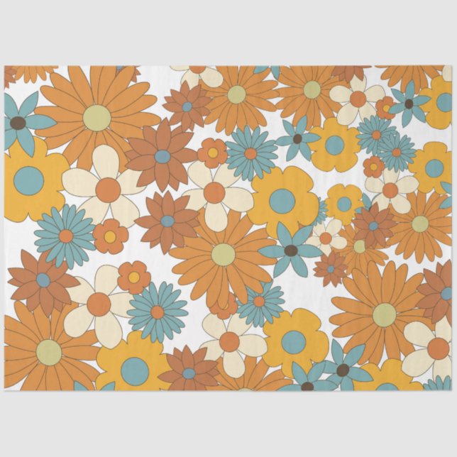 Colorful Retro Flower Pattern  Tissue Paper (Front)