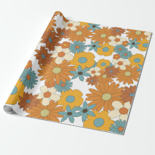 Colorful Retro Flower Pattern Wrapping Paper