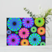 Colorful Retro Flower Patterns on Black Background (Standing Front)