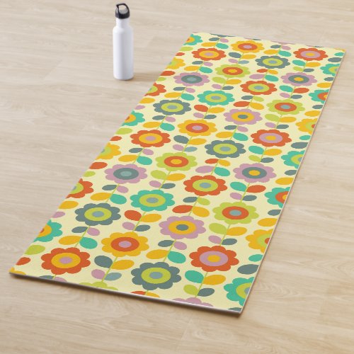 Colorful Retro Flower Yoga Mat