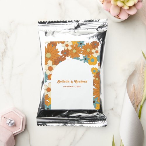 Colorful Retro Flowers 60s 70s Arch Wedding Coffee Drink Mix