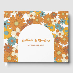 Colorful Retro Flowers 60's 70's Arch Wedding Guest Book