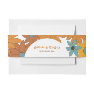 Colorful Retro Flowers 60's 70's Arch Wedding Invitation Belly Band