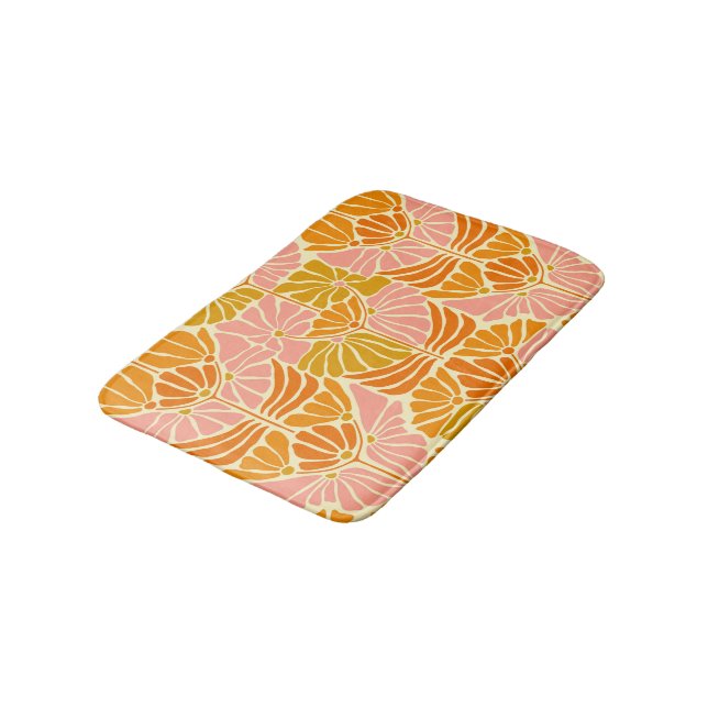 Colorful Retro Flowers Bath Mat (Angled)