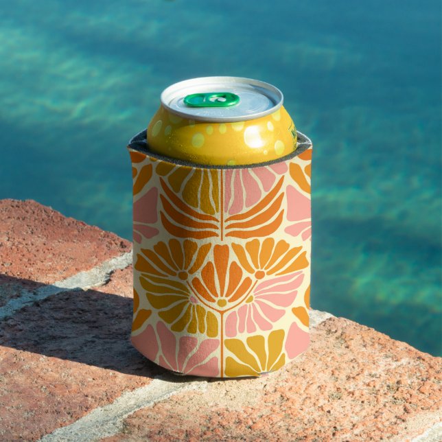 Colorful Retro Flowers Can Cooler (In Situ Pool)