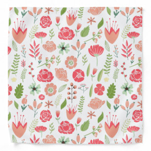 Colorful Retro Flowers Collage Pattern Bandana