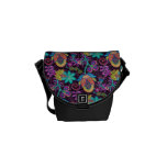 Colorful Retro Flowers Design-Glass-Beads Look Courier Bag at Zazzle