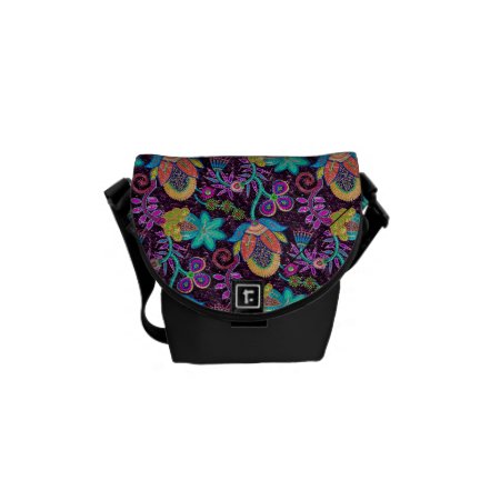 Colorful Retro Flowers Design-glass-beads Look Messenger Bag