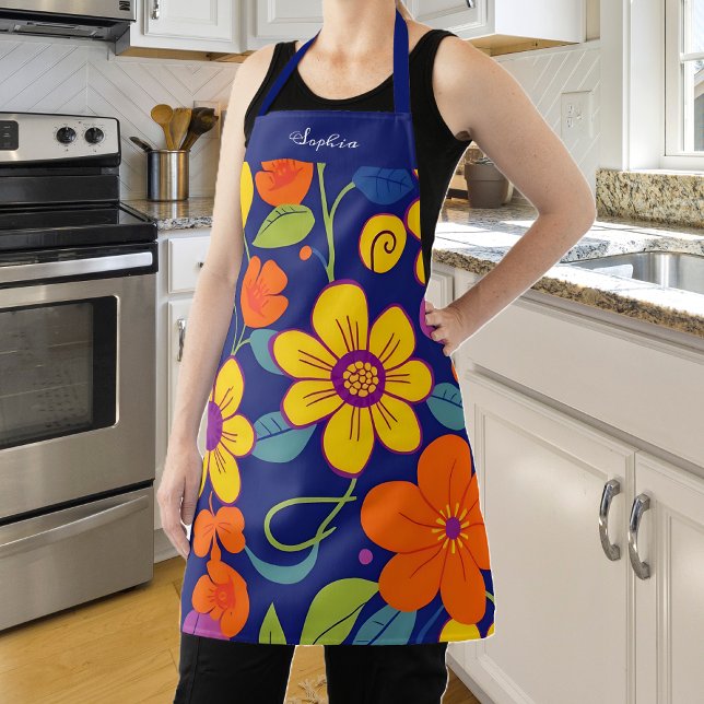 Colorful Retro Flowers-Dopamine Style Apron (Colorful Retro Flowers-Dopamine Style Apron)