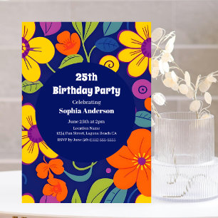Colorful Retro Flowers-Dopamine Style Invitation