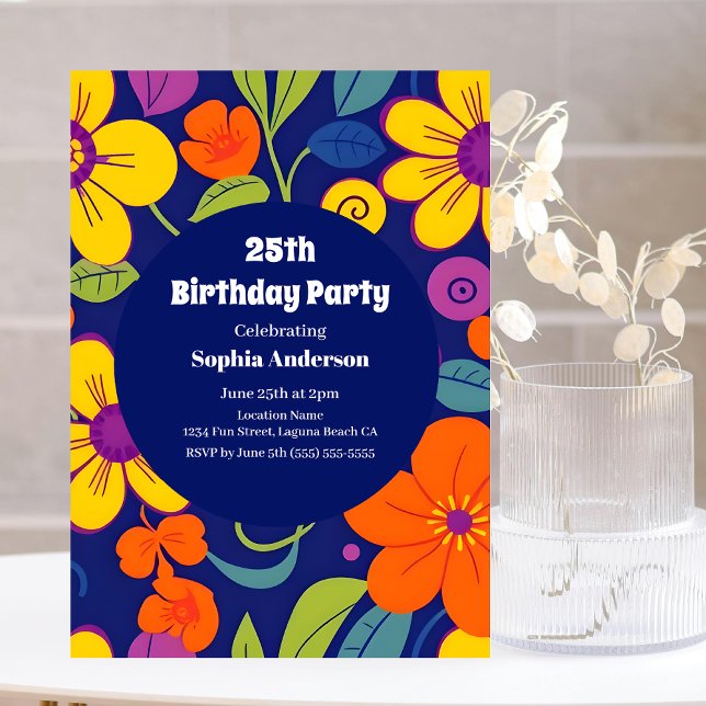 Colorful Retro Flowers-Dopamine Style Invitation (Colorful Retro Flowers-Dopamine Style Invitation)