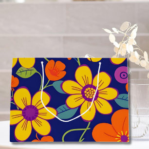 Colorful Retro Flowers-Dopamine Style Large Gift Bag