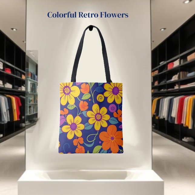 Colorful Retro Flowers-Dopamine Style Tote Bag (Colorful Retro Flowers-Dopamine Style Tote Bag)