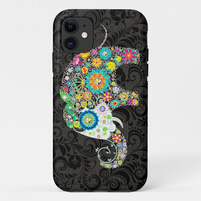 Colorful Retro Flowers Elephant Design Case-Mate iPhone Case (Back)