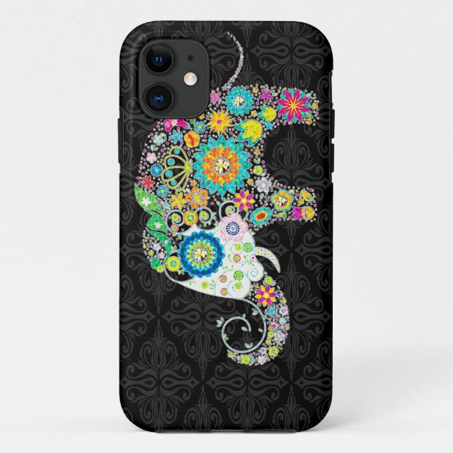 Colorful Retro Flowers Elephant Design Case-Mate iPhone Case (Back)